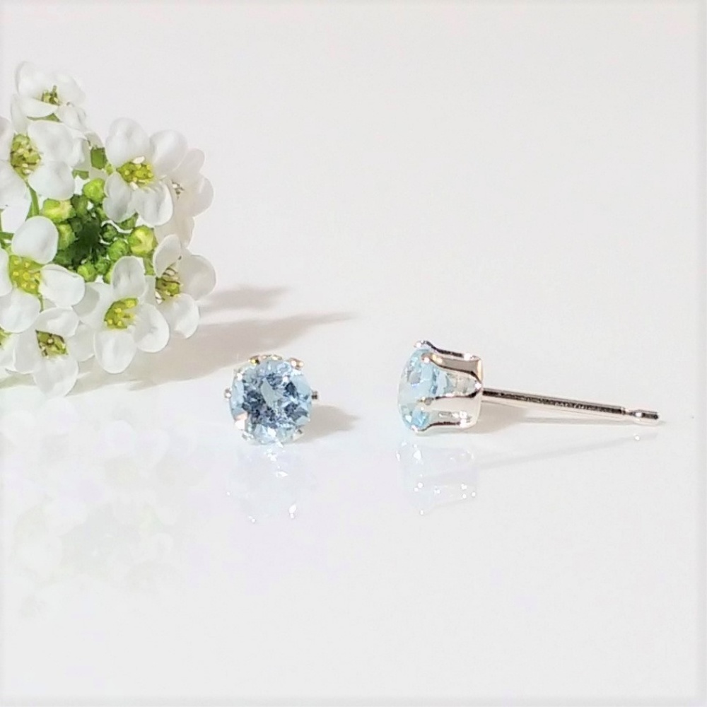 Sky Blue Topaz 4mm Post Earrings